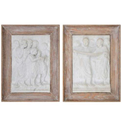 Rare Pair of Early Marble Plaques by Italian
