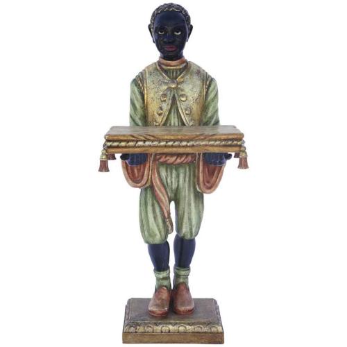 Polychrome Carved Wood Blackamoor Stand by 