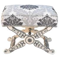 Empire Form Painted Stool with Damask Box Seat by 