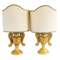 Pair 19th Century Giltwood Urn Lamps by Italian