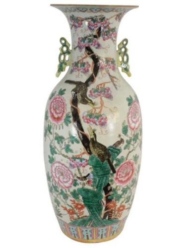 19th Century Chinese Famille Mandarin Vase by Chinese