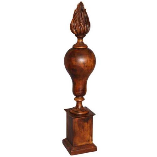 Large Walnut Flaming Urn Finial by Chapman by American