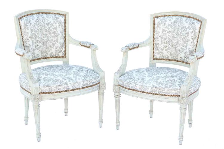 Pair of Painted Italian Fauteuils by Italian