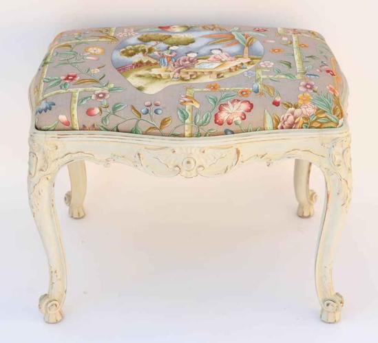 19th Century Painted Louis XV Stool by French