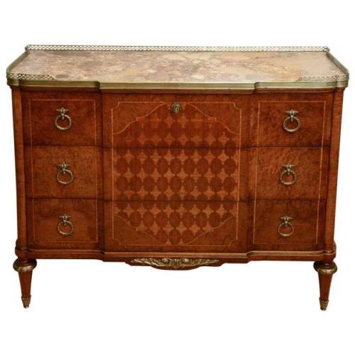 19c. French Parquetry Secretaire / Commode by French