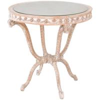 Italian Occasional Table with Mirrored Top on Carved Wood "Plume" Base by Italian