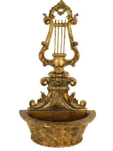 Carved Giltwood Wall Pocket with Lyre Backplate by Italian