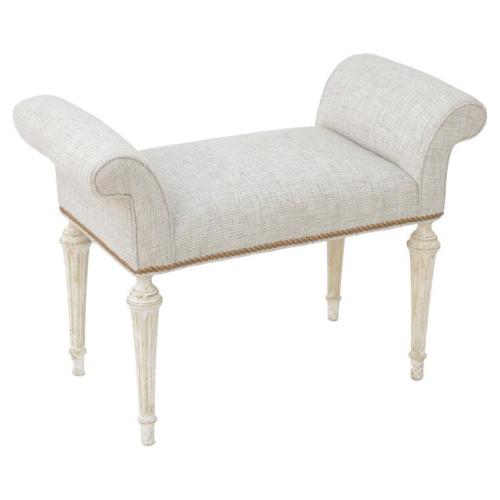 Louis XVI Style Rolled Arm Bench by French