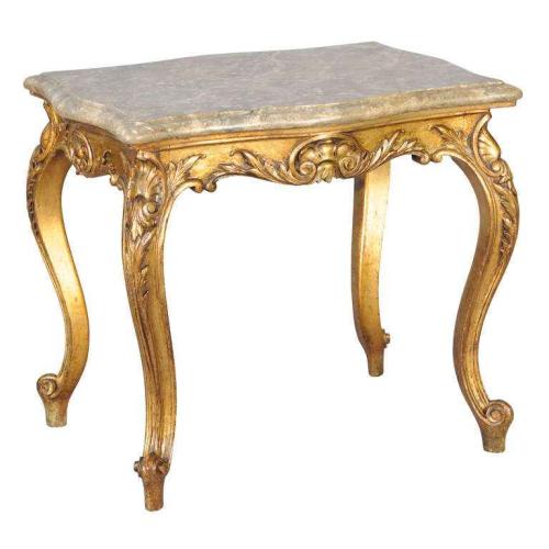 Faux Painted and Giltwood French 19th Century Tea Table by French
