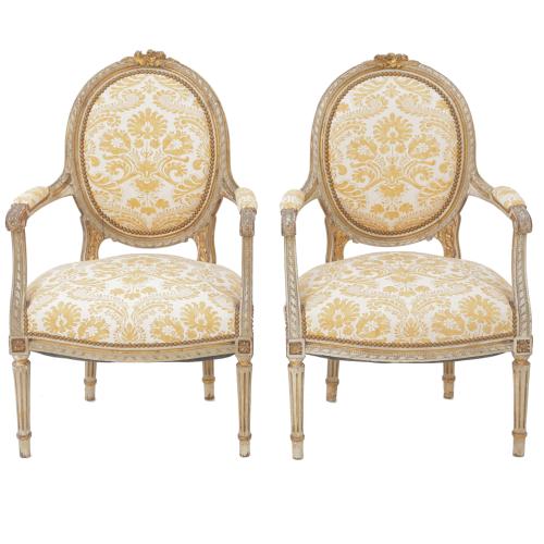 Pair of 19th Century Louis XVI Fauteuils by French