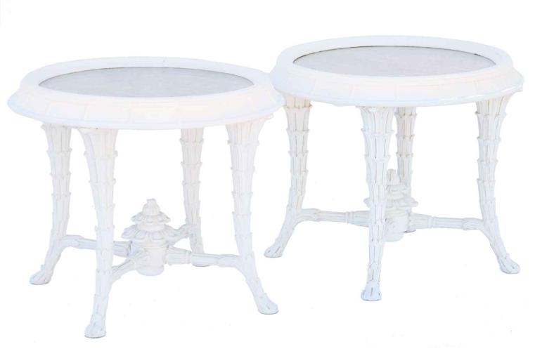 Pair of Foliate-carved, Serge Roche Style, End Tables with Mirrored Tops by 