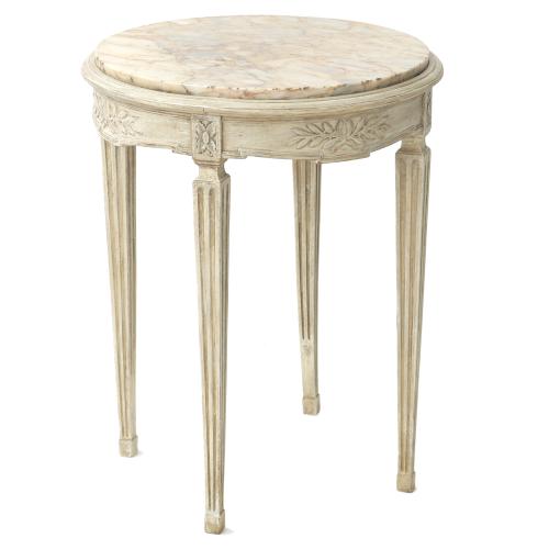 Painted French 19th Century Occasional Table with Round Marble Top by French