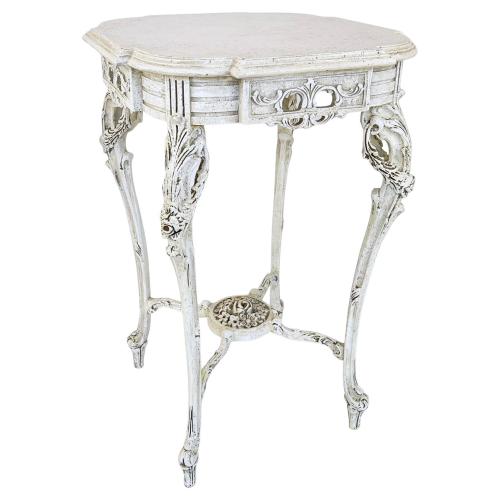 Heavily Carved and Painted Vintage Occasional Table by Italian