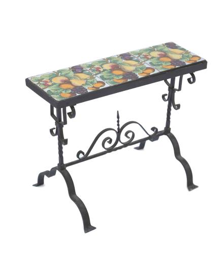 Addison Mizner Iron Tile Top Accent Table by American