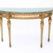 19th Century Italian Demilune Console with Marbleized Top in Robin's Egg Blue