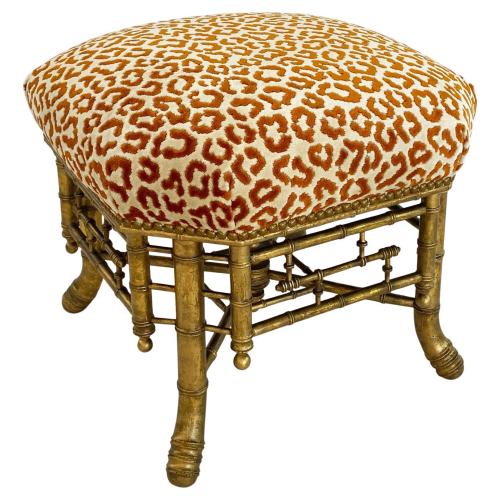 Victorian Giltwood Faux Bamboo Tabouret by English