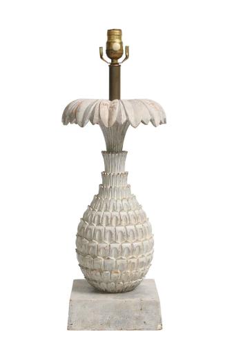 Carved Wood Pineapple-form Table Lamp by 