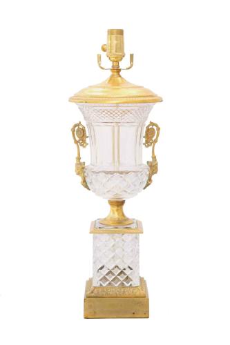 Fine, French Cut Crystal and Ormolu, Urn-form Table Lamp by French