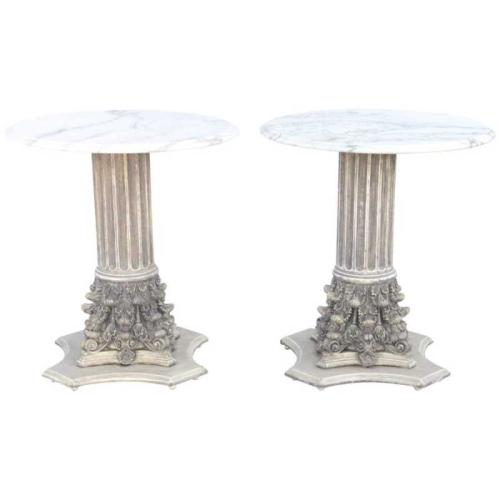 Pair of Hollywood Regency Column Form End Tables by American