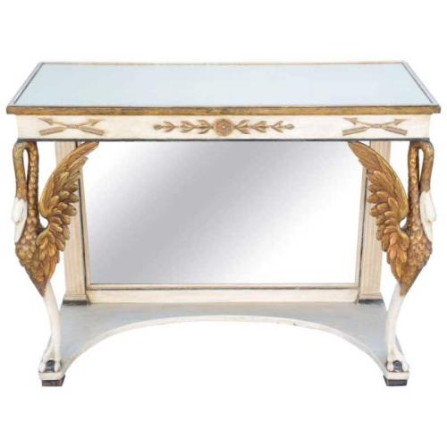 Painted and Parcel-Gilt Pier Table with Mirrored Top by Italian