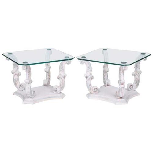 Pair of Italian End Tables on Scrolling Legs by Italian