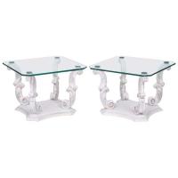 Pair of Italian End Tables on Scrolling Legs by Italian