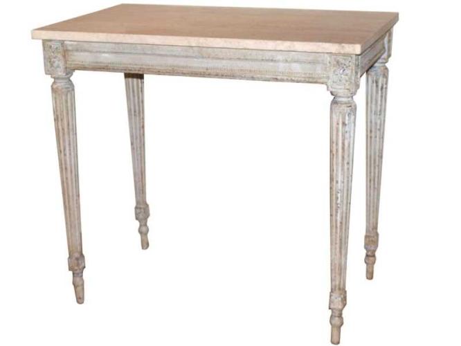 Painted Louis XVI Console Table with Stone Top by French