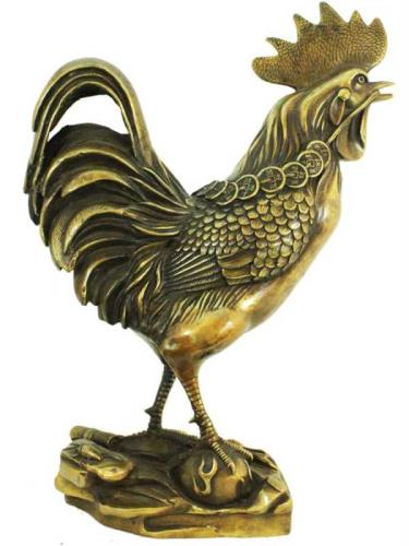 Gilt Bronze Feng Shui Rooster by Chinese