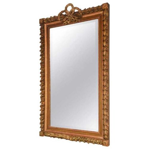 Large Mirror in Carved Giltwood Foliate Frame by French