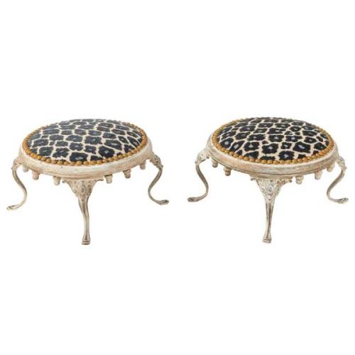 Unusual Pair of Early 20th Centruy Round Footstools by American