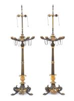 Pair of Regency Patinated Bronze and Ormolu Candelabra by French