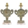 Pair of 19th C. Bronze Repousse Urn-form Lamps