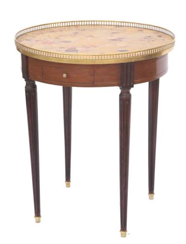19th Century French Bouillotte Table with Breche d'Alep Marble Top by French