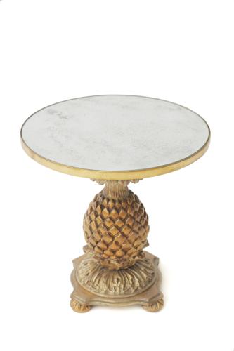 Vintage Italian Pineapple Accent Table with Mirrored Top by Italian