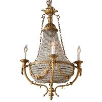 Fine Bronze and Crystal Period Empire Chandelier by French