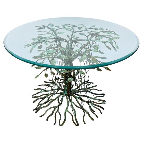Arboreal Occasional Table of Verdigris Bronze by French