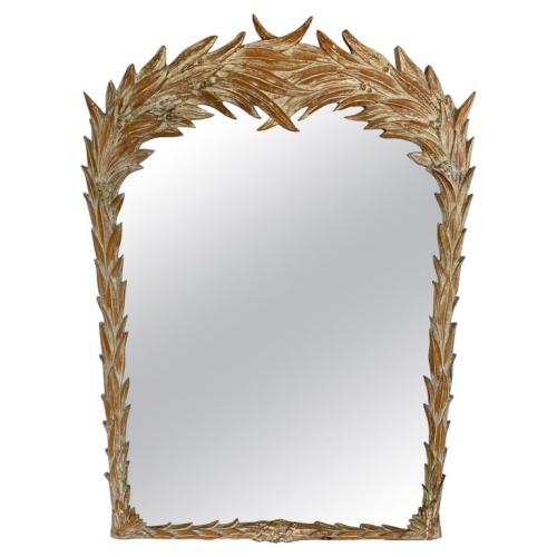 Carved Pine Foliate Mirror by Spanish