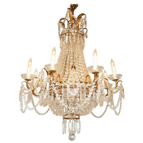 Empire Form Eight Light Chandelier by Italian