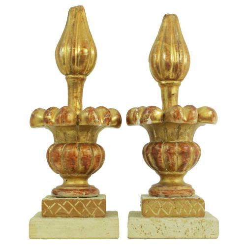 Pair of Giltwood Finial Fragments by Italian