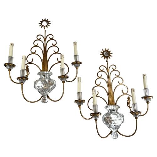 Pair of French, Four-light Bagues-style Sconces by French