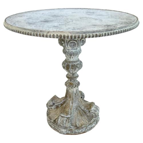Italian Painted Occasional Table with Round Antiqued Mirror Top by Italian