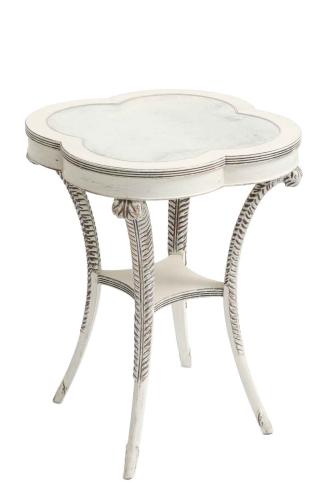 Painted Occasional Table with Mirrored Top on Plume-carved Legs by American