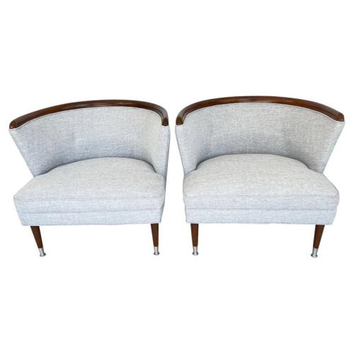 Pair of Mid-century Barrel-form Bergeres by French