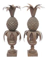 Pair of Tole Pineapples in Urns by 