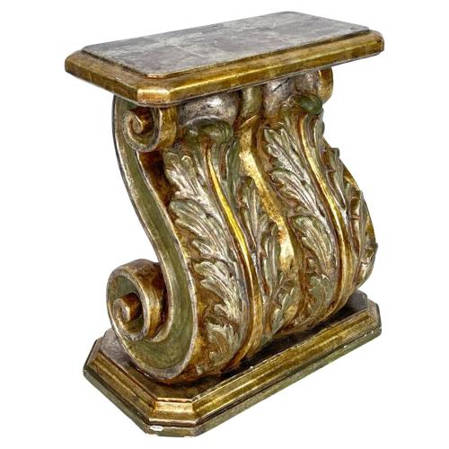 Carved and Gilded Classical-form Corbel Side Table by Italian