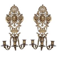 Pair of Bronze Classical Sconces by French