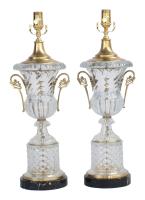 Pair of Baccarat Glass Urn-form Lamps by American