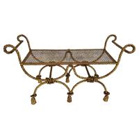 Niccolini Gilded Iron Rope and Tassel Bench by Italian