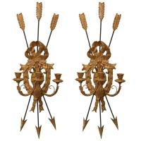 Pair of Italian Carved Giltwood Sconces by Italian